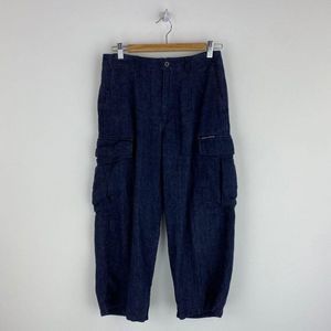 DKNY 100% Linen Dark Blue Cargo Pant
